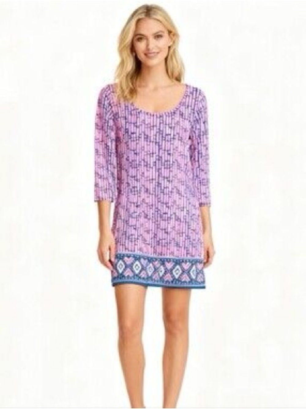 Lilly Pulitzer Beacon dress size M Mandevilla Pink Slatehouse Stripe 100% cotton